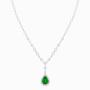 Art Deco Pear - Shaped Drop Necklace with Diamond Accents - Shahin Jewelry