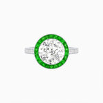 Load image into Gallery viewer, Art Deco Round - Cut Diamond Ring with Gemstone Halo - Shahin Jewelry