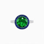 Load image into Gallery viewer, Art Deco Round - Cut Diamond Ring with Gemstone Halo - Shahin Jewelry