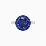 Load image into Gallery viewer, Art Deco Round - Cut Diamond Ring with Gemstone Halo - Shahin Jewelry