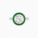 Load image into Gallery viewer, Art Deco Round - Cut Diamond Ring with Gemstone Halo - Shahin Jewelry