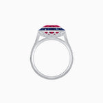 Load image into Gallery viewer, Art Deco Round - Cut Diamond Ring with Gemstone Halo - Shahin Jewelry