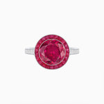 Load image into Gallery viewer, Art Deco Round - Cut Diamond Ring with Gemstone Halo - Shahin Jewelry