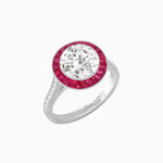 Load image into Gallery viewer, Art Deco Round - Cut Diamond Ring with Gemstone Halo - Shahin Jewelry