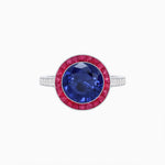 Load image into Gallery viewer, Art Deco Round - Cut Diamond Ring with Gemstone Halo - Shahin Jewelry