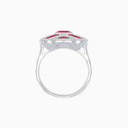 Art Deco Ruby Wave Ring – Oval Cut Gemstone Elegance - Shahin Jewelry