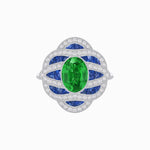 Load image into Gallery viewer, Art Deco Sea Wave Design Oval Cut Gemstone Ring - Shahin Jewelry
