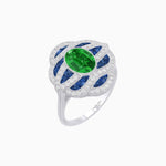 Load image into Gallery viewer, Art Deco Sea Wave Design Oval Cut Gemstone Ring - Shahin Jewelry
