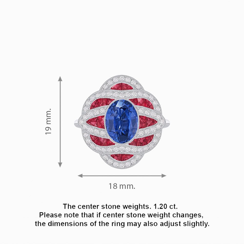 Art Deco Sea Wave Design Oval Cut Gemstone Ring - Shahin Jewelry