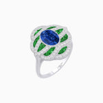 Load image into Gallery viewer, Art Deco Sea Wave Design Oval Cut Gemstone Ring - Shahin Jewelry
