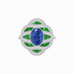 Load image into Gallery viewer, Art Deco Sea Wave Design Oval Cut Gemstone Ring - Shahin Jewelry
