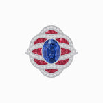 Load image into Gallery viewer, Art Deco Sea Wave Design Oval Cut Gemstone Ring - Shahin Jewelry
