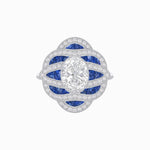 Load image into Gallery viewer, Art Deco Sea Wave - Inspired Diamond and Blue Sapphire Ring Mounting in Platinum - Shahin Jewelry
