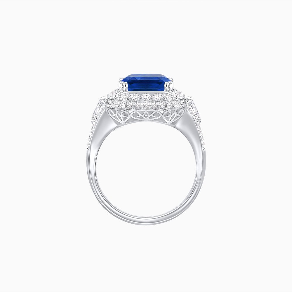 Art Deco Square Cushion - Cut Gemstone Ring with Diamond Halo - Shahin Jewelry