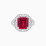Load image into Gallery viewer, Art Deco Square Cushion - Cut Gemstone Ring with Diamond Halo - Shahin Jewelry