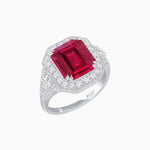 Load image into Gallery viewer, Art Deco Square Cushion - Cut Gemstone Ring with Diamond Halo - Shahin Jewelry