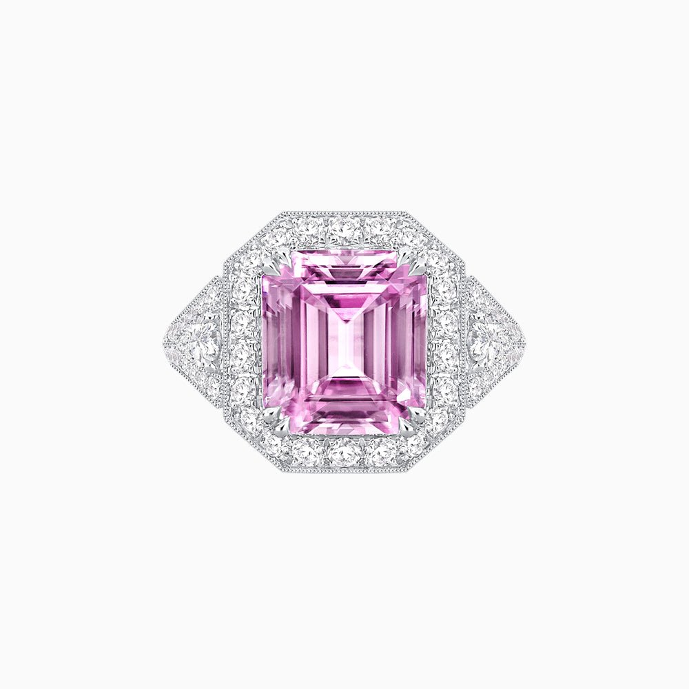 Art Deco Square Cushion - Cut Ring with Diamond Halo - Shahin Jewelry