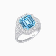 Art Deco Square Cushion - Cut Ring with Diamond Halo - Shahin Jewelry