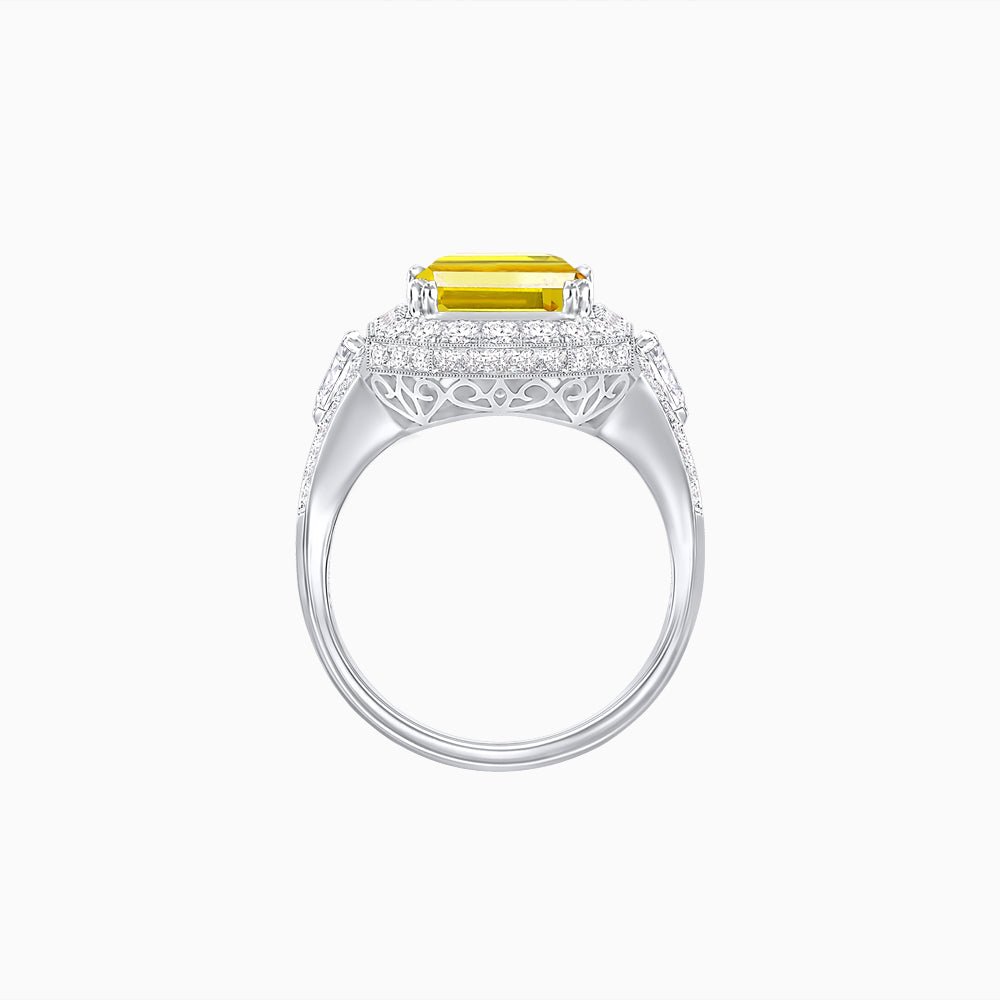 Art Deco Square Cushion - Cut Ring with Diamond Halo - Shahin Jewelry