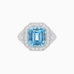 Load image into Gallery viewer, Art Deco Square Cushion - Cut Ring with Diamond Halo - Shahin Jewelry
