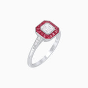 Art Deco Style Asscher Cut Gemstone Halo Ring Mounting - Shahin Jewelry