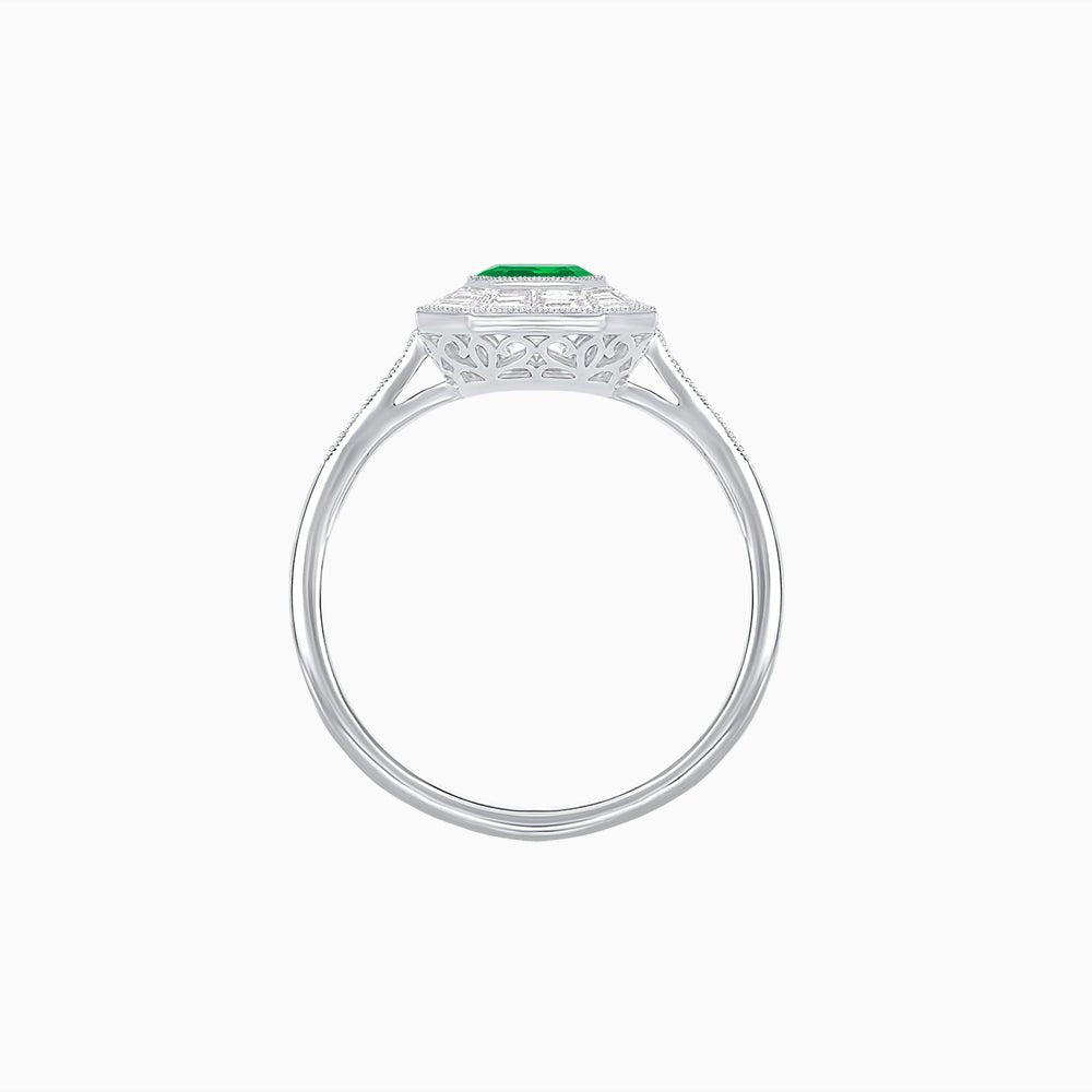 Art Deco Style Asscher Cut Halo Engagement Ring with Diamond - Shahin Jewelry
