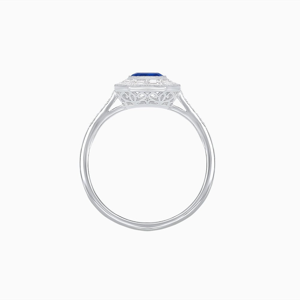 Art Deco Style Asscher Cut Halo Engagement Ring with Diamond - Shahin Jewelry