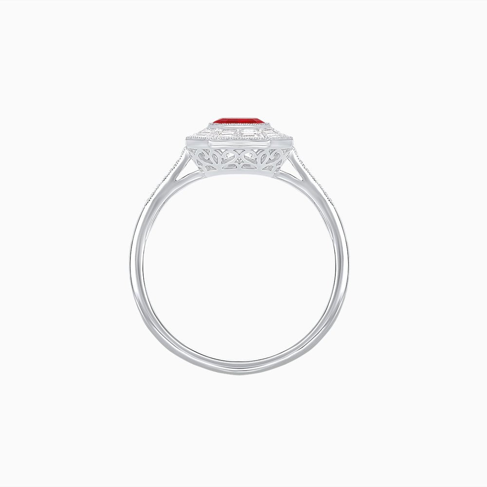 Art Deco Style Asscher Cut Halo Engagement Ring with Diamond - Shahin Jewelry