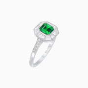 Art Deco Style Asscher Cut Halo Engagement Ring with Diamond - Shahin Jewelry