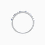 Load image into Gallery viewer, Art Deco Style Baguette Blue Sapphire and Diamond Half Eternity Band in 14K White Gold - Shahin Jewelry
