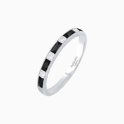 Art Deco Style Baguette Onyx and Diamond Half Eternity Band in 14K White Gold - Shahin Jewelry