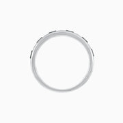 Art Deco Style Baguette Onyx and Diamond Half Eternity Band in 14K White Gold - Shahin Jewelry