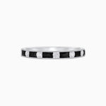 Load image into Gallery viewer, Art Deco Style Baguette Onyx and Diamond Half Eternity Band in 14K White Gold - Shahin Jewelry
