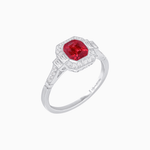 Load image into Gallery viewer, Art Deco Style Cushion Cut Ring Mounting with Diamond Halo and Baguette Diamond Accents - Shahin Jewelry