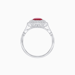 Load image into Gallery viewer, Art Deco Style Cushion Cut Ring Mounting with Diamond Halo and Baguette Diamond Accents - Shahin Jewelry