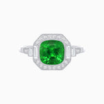 Load image into Gallery viewer, Art Deco Style Cushion Cut Ring Mounting with Diamond Halo and Baguette Diamond Accents - Shahin Jewelry