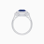 Load image into Gallery viewer, Art Deco Style Cushion Cut Ring Mounting with Diamond Halo and Baguette Diamond Accents - Shahin Jewelry