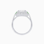 Load image into Gallery viewer, Art Deco Style Cushion Cut Ring Mounting with Diamond Halo and colored Side Gemstones - Shahin Jewelry