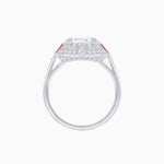 Load image into Gallery viewer, Art Deco Style Cushion Cut Ring Mounting with Diamond Halo and colored Side Gemstones - Shahin Jewelry
