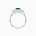 Load image into Gallery viewer, Art Deco Style Cushion Cut Ring Mounting with Diamond Halo and colored Side Gemstones - Shahin Jewelry