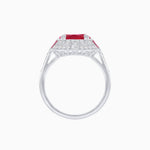 Load image into Gallery viewer, Art Deco Style Cushion Cut Ring Mounting with Diamond Halo and colored Side Gemstones - Shahin Jewelry