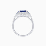Load image into Gallery viewer, Art Deco Style Cushion Cut Ring Mounting with Diamond Halo and colored Side Gemstones - Shahin Jewelry