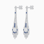 Load image into Gallery viewer, Art Deco Style Diamond and Sapphire Dangle Earrings - Shahin Jewelry
