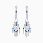 Load image into Gallery viewer, Art Deco Style Diamond and Sapphire Dangle Earrings - Shahin Jewelry
