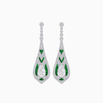 Load image into Gallery viewer, Art Deco Style Diamond and Sapphire Pear Shaped Drop Earrings - Shahin Jewelry
