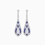 Load image into Gallery viewer, Art Deco Style Diamond and Sapphire Pear Shaped Drop Earrings - Shahin Jewelry
