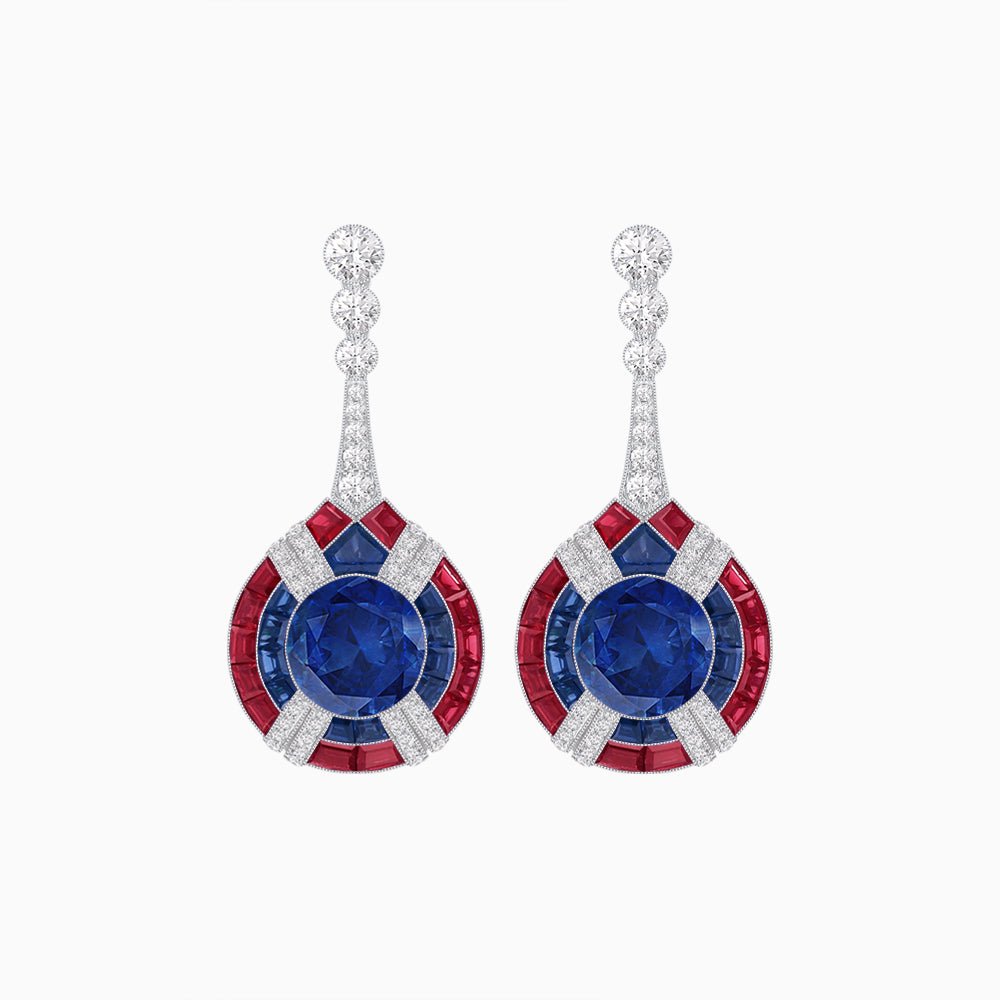 Art Deco Style Diamond & Gemstone Drop Earring Mountings - Shahin Jewelry