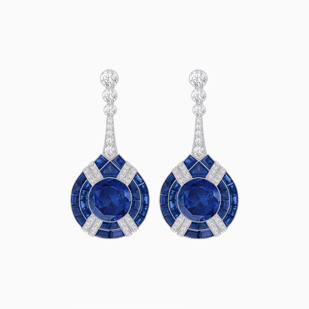 Art Deco Style Diamond & Gemstone Drop Earring Mountings - Shahin Jewelry