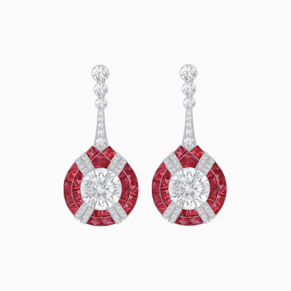 Art Deco Style Diamond & Gemstone Drop Earring Mountings - Shahin Jewelry