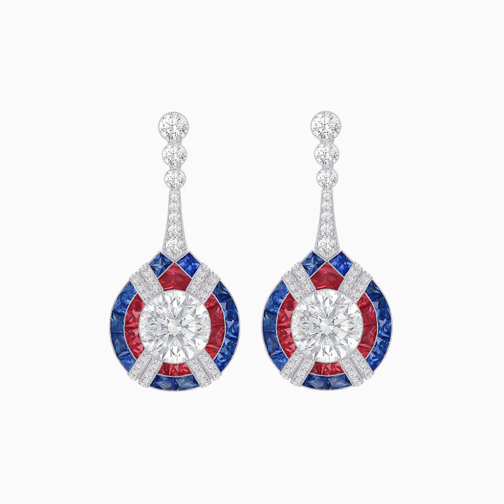 Art Deco Style Diamond & Gemstone Drop Earring Mountings - Shahin Jewelry